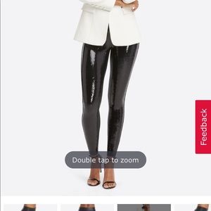 Spanx Sequin Black faux leather leggings medium